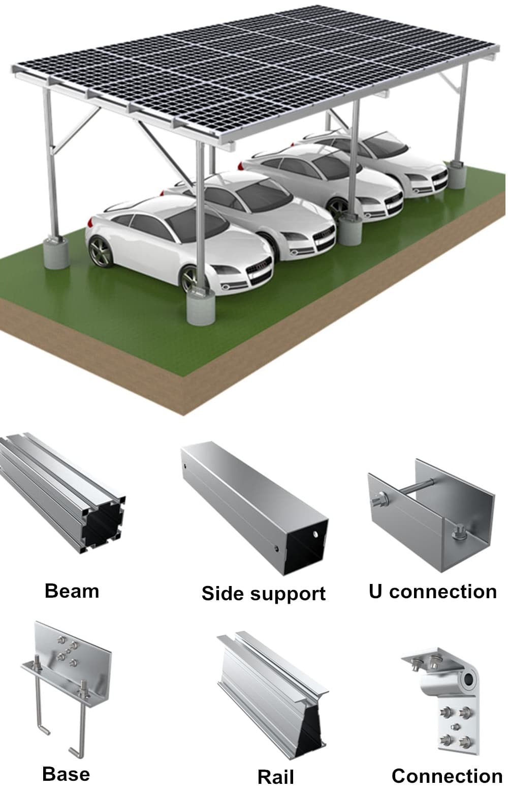 Solar carport mounting structure