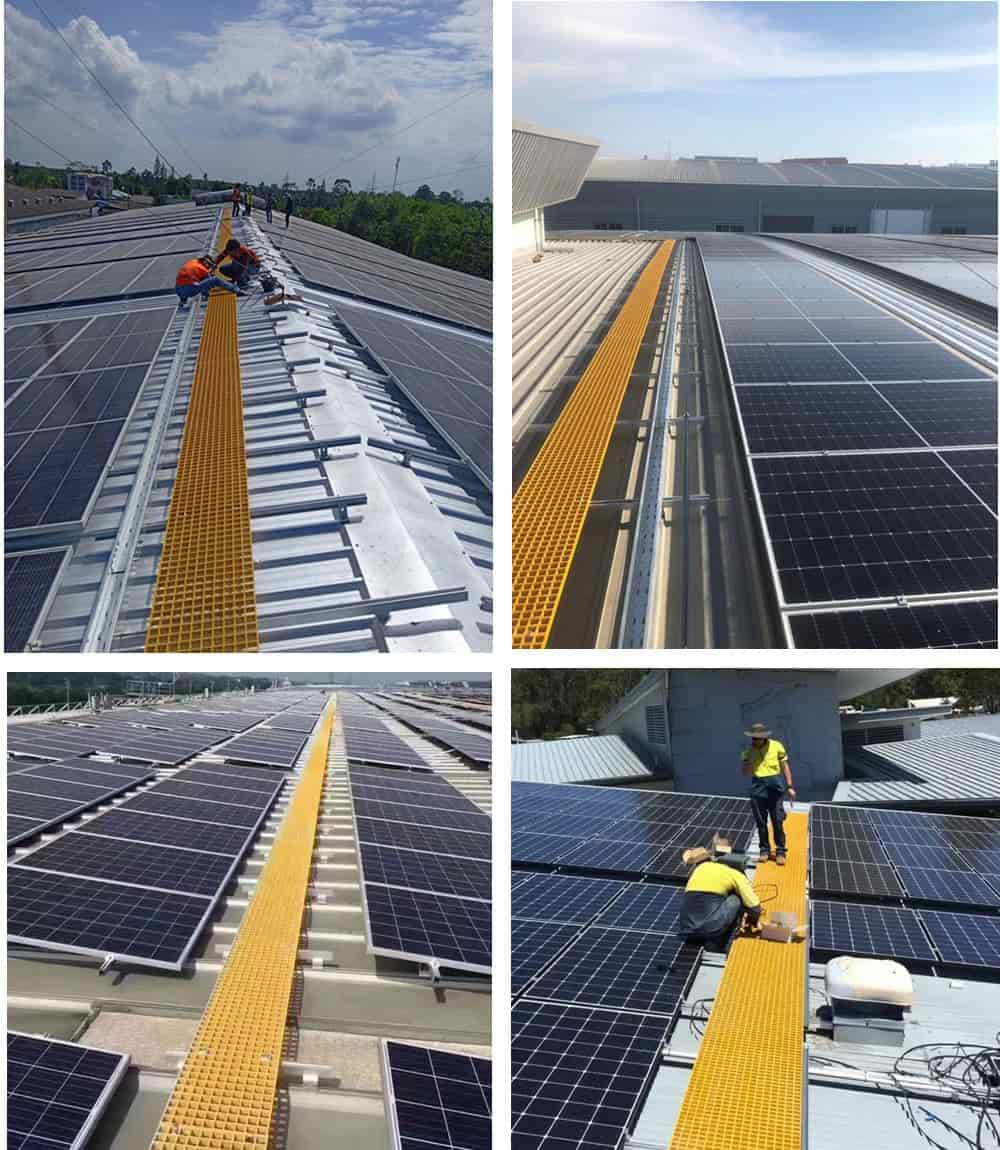 solar panel rooftop walkway